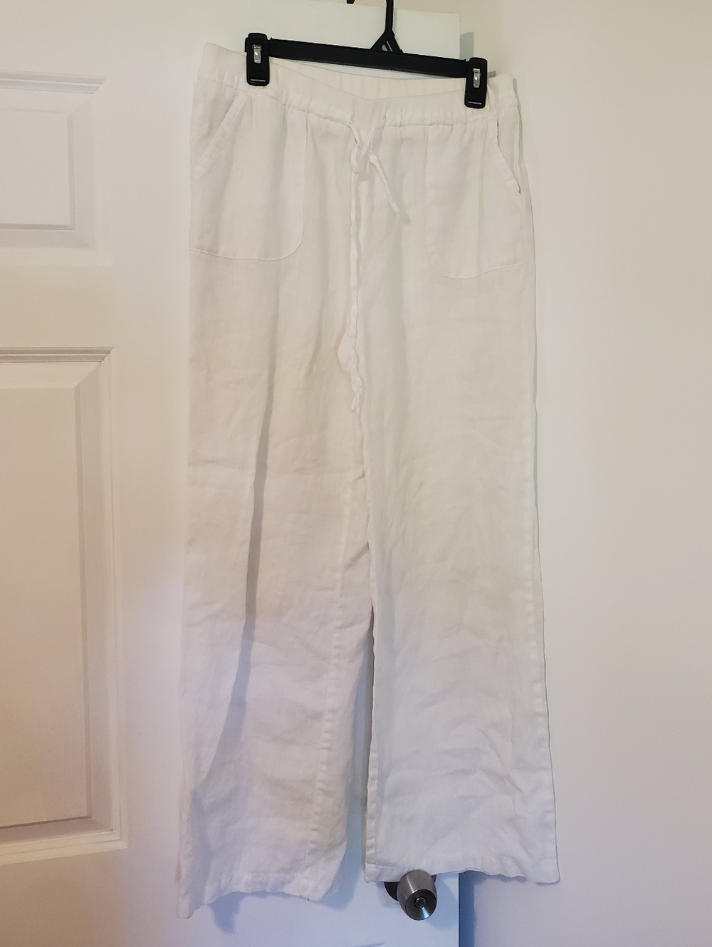 100% Linen White Pants Style & Co. Beachy Bright White Stretchwaist Pockets